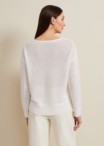 Phase Eight Annie Textured Knitwear White Canada | QDGCIT-370